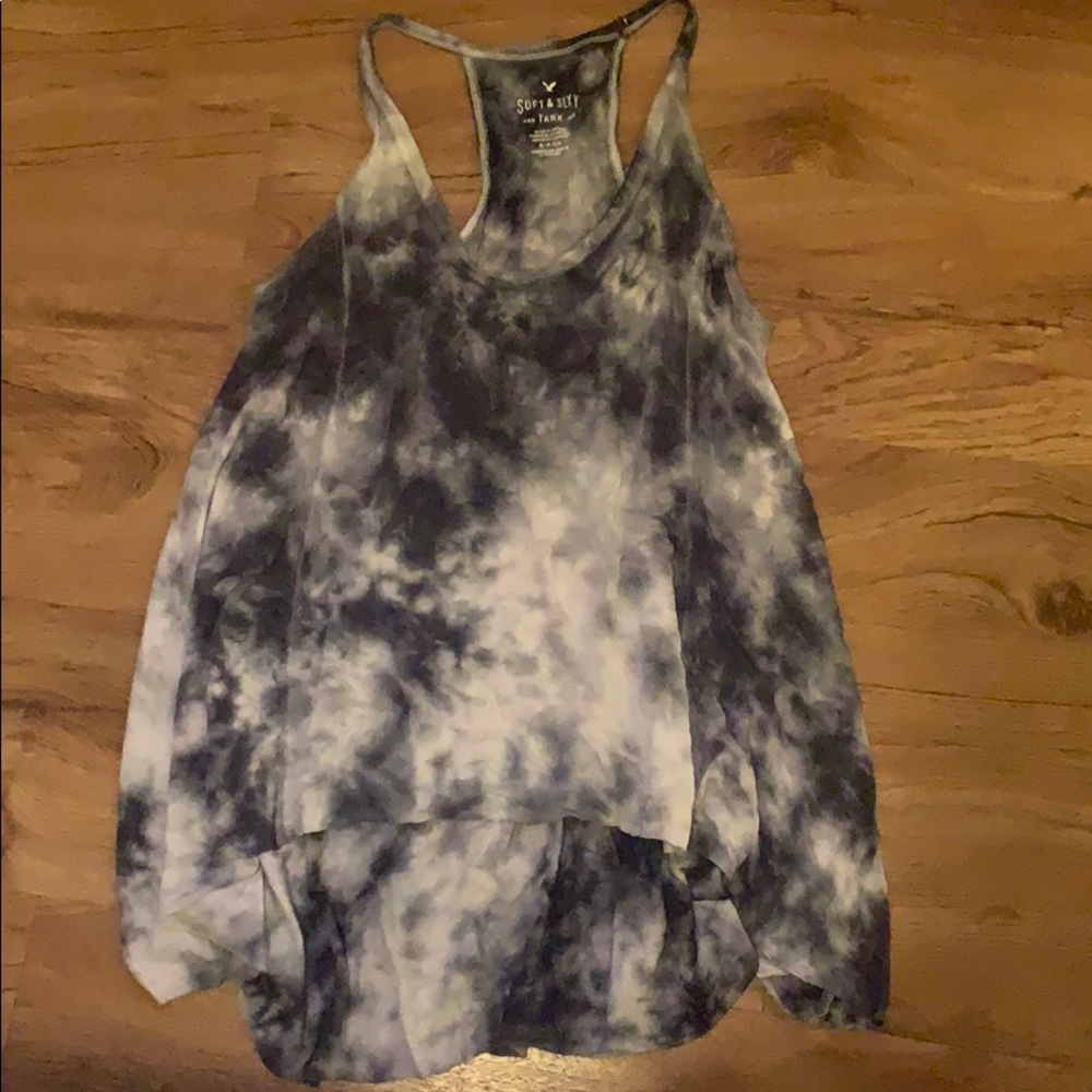 Black and white tie dye long flowy tank